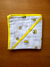 Load image into Gallery viewer, Yellow Bee-Muslin Cotton Hooded Towel