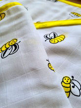 Load image into Gallery viewer, Yellow Bee-Muslin Cotton Hooded Towel