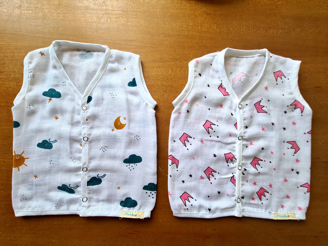 Muslin Cotton Jabla Pack of 2- Pink Crown and High In Sky